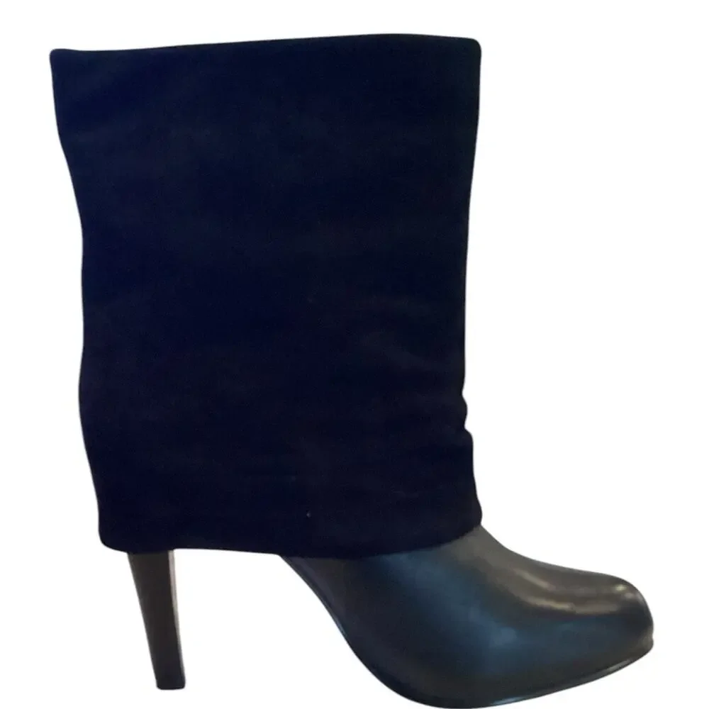 Franco Sarto Women's Black Ankle Booties Fold-Over Block Heel Size‎ 8 M